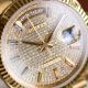 Swiss Copy Rolex Daydate 36 mm CSF 2836 Gold Diamond-Paved with Baguette rainbow Markers (4)_th.jpg